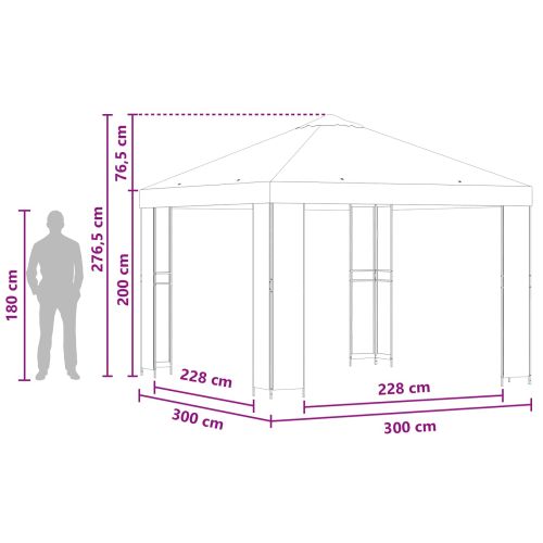 Шатра 3 x 3 m Синьо Полиестер и стомана 190