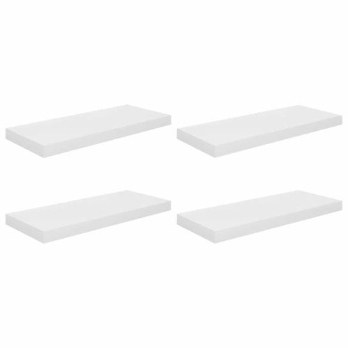 Окачени стенни рафтове, 4 бр, бял гланц, 60x23,5x3,8 см, МДФ