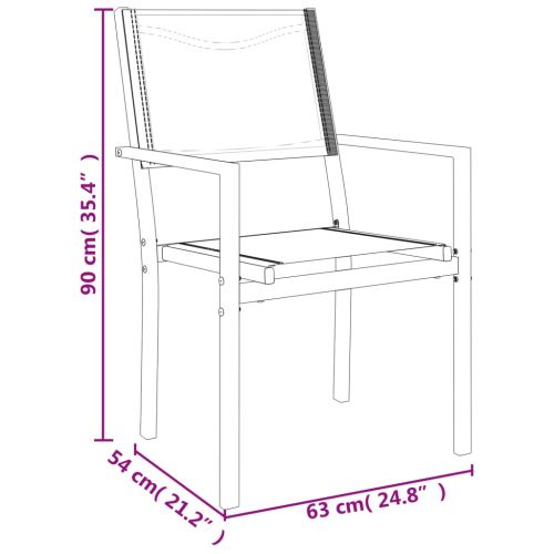 Градински трапезен комплект 7 части черен стомана и текстилен