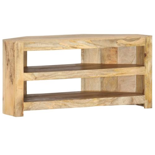 Ъглов ТВ шкаф, 90x45x45 см, мангово дърво масив