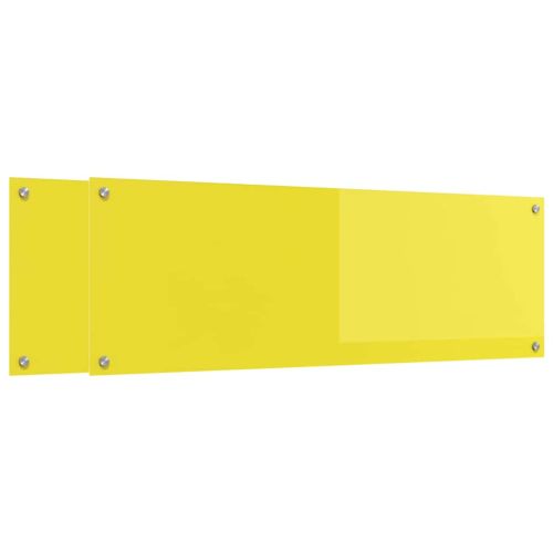 Кухненски гръб 2 pcs Жълто 120 x 40 cm закалено стъкло