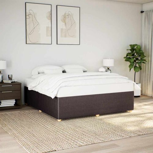 Рамка за легло без матрак, тъмнокафява, 180x200 см, плат