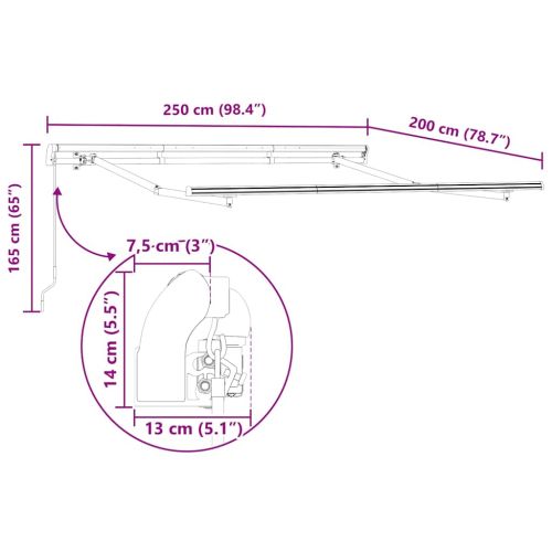 Сгъваем навес Светлосиво 250 x 200 cm текстил