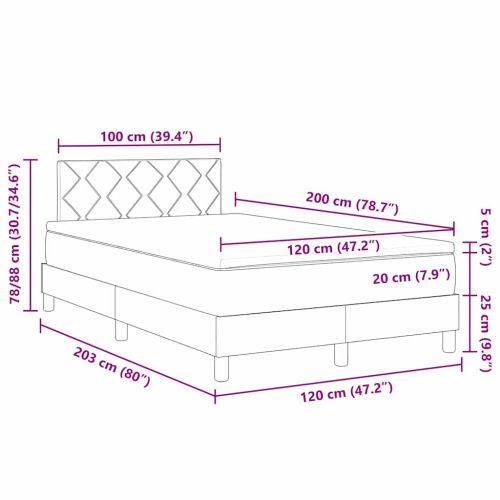 Легло с пружинирана основа Тъмен зелен 120 x 200 cm Кадифе
