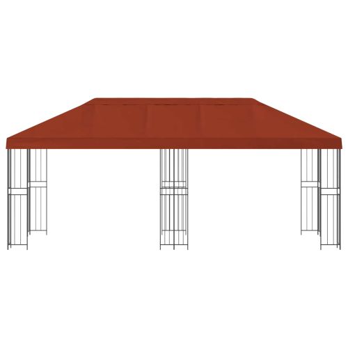 Беседка със страници 6 x 3 m Теракота Полиестер и стомана 190