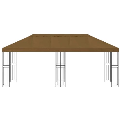 Беседка със страници 6 x 3 m Таупе Полиестер и стомана 190