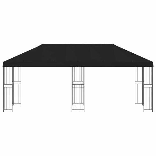 Беседка със страници 6 x 3 m Черно Полиестер и стомана 190