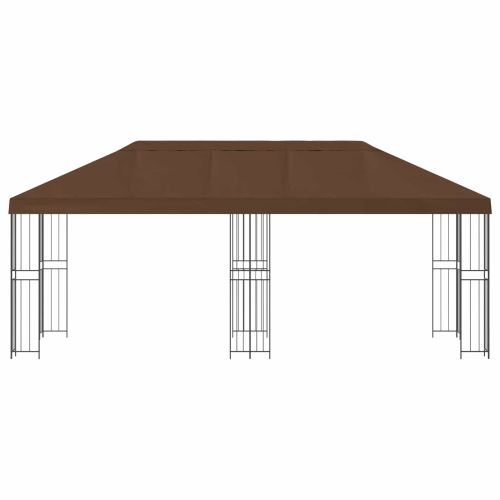Беседка със страници 6 x 3 m Кафяво Полиестер и стомана 190