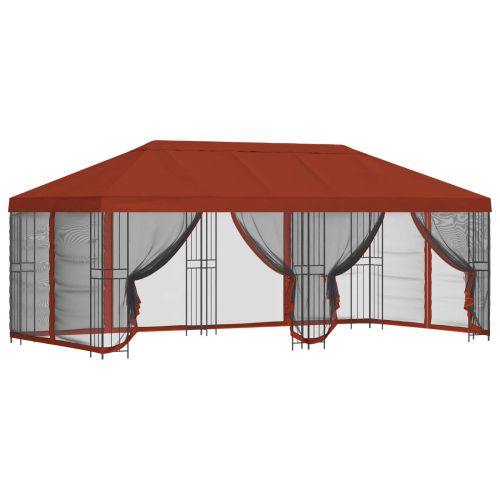 Беседка със страници 6 x 3 m Теракота Полиестер и стомана 190