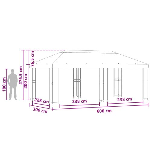 Градинска беседка 6 x 3 m Зелено Полиестер и стомана 190