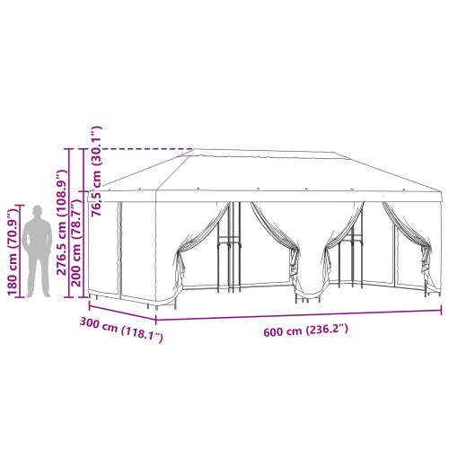 Беседка със страници 6 x 3 m Антрацит Полиестер и стомана 190