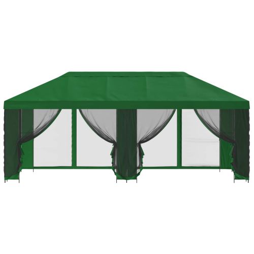 Беседка със страници 6 x 3 m Зелено Полиестер и стомана 190