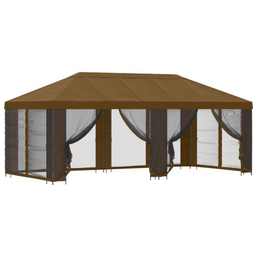 Беседка със страници 6 x 3 m Таупе Полиестер и стомана 190