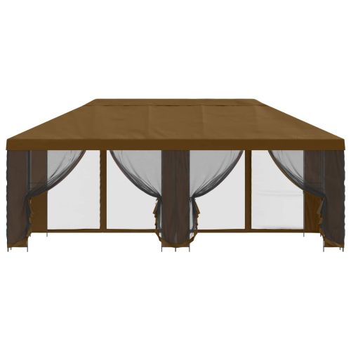Беседка със страници 6 x 3 m Таупе Полиестер и стомана 190