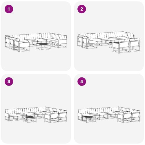 Комплект дивани за открито 10 pcs Натурален и Бежов