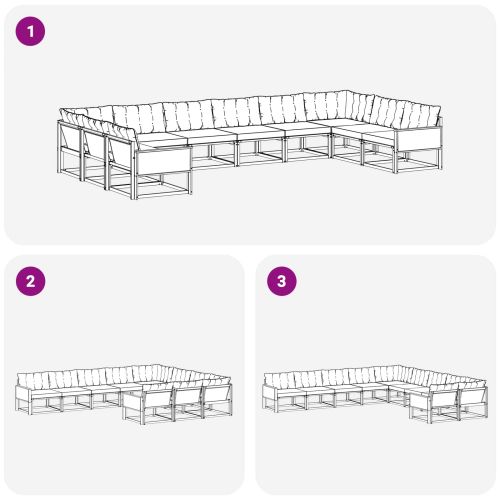 Комплект дивани за открито 10 pcs Натурален и Крема
