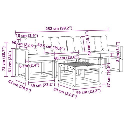 Комплект дивани за открито 5 pcs Естествено и черно