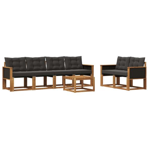 Комплект дивани за открито 7 pcs Естествено и черно