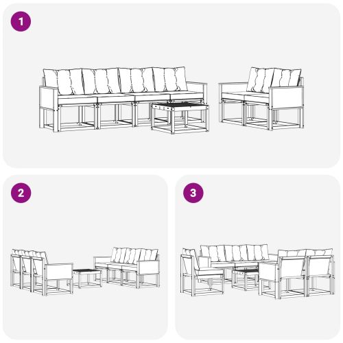 Комплект дивани за открито 7 pcs Натурален и Крема