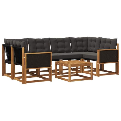 Комплект дивани за открито 7 pcs Естествено и черно