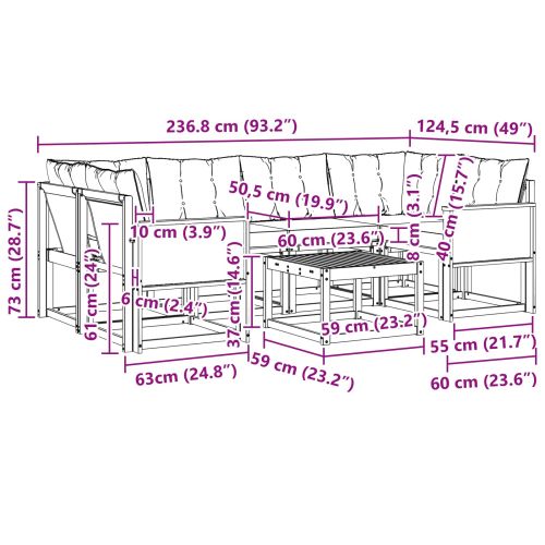 Комплект дивани за открито 7 pcs Естествено и черно