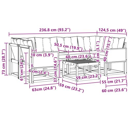 Комплект дивани за открито 7 pcs Натурален и Бежов