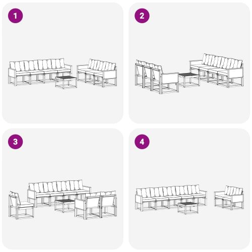 Комплект дивани за открито 8 pcs Натурален и Крема
