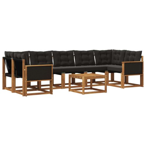 Комплект дивани за открито 8 pcs Естествено и черно