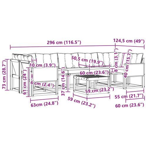 Комплект дивани за открито 8 pcs Натурален и Бежов