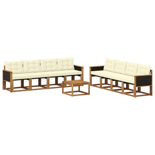 Комплект дивани за открито 9 pcs Натурален и Крема