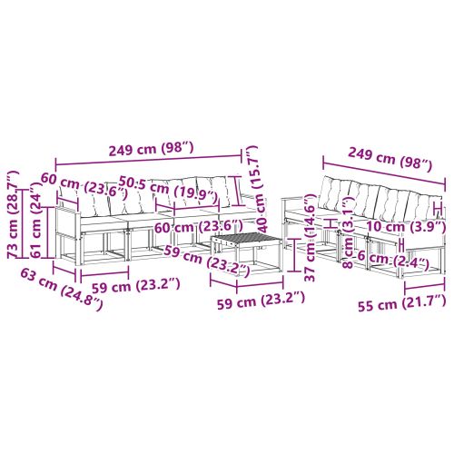 Комплект дивани за открито 9 pcs Натурален и Крема