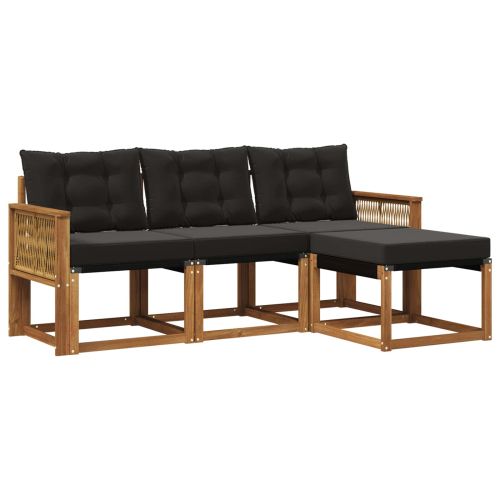 Комплект дивани за открито 4 pcs Естествено и черно