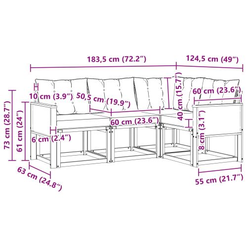 Комплект дивани за открито 4 pcs Натурален и Бежов