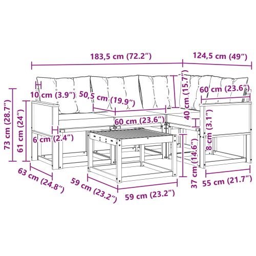 Комплект дивани за открито 5 pcs Натурален и Крема