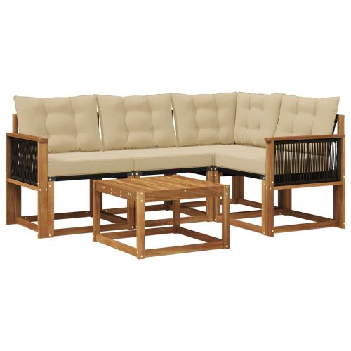 Комплект дивани за открито 5 pcs Натурален и Бежов