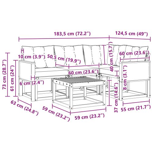 Комплект дивани за открито 5 pcs Натурален и Крема