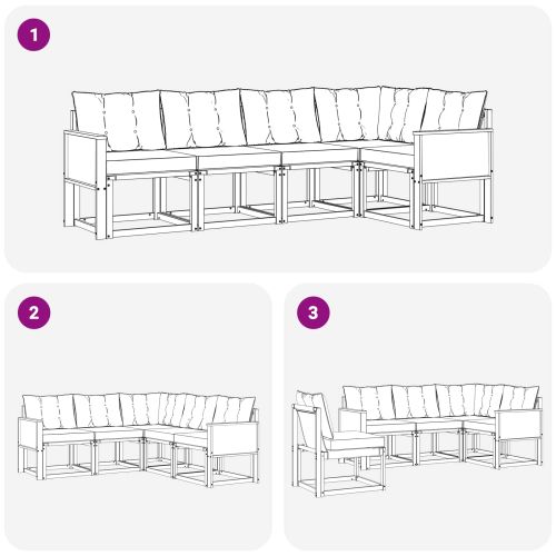Комплект дивани за открито 5 pcs Естествено и черно
