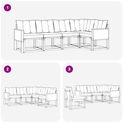 Комплект дивани за открито 5 pcs Натурален и Крема