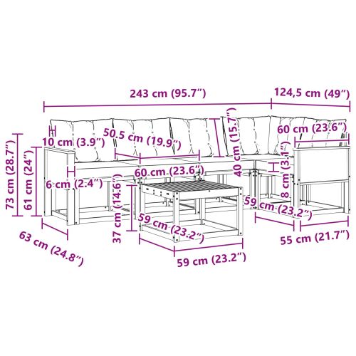 Комплект дивани за открито 6 pcs Естествено и черно