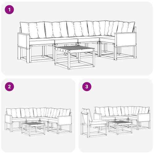 Комплект дивани за открито 6 pcs Естествено и черно