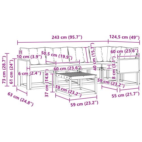 Комплект дивани за открито 6 pcs Естествено и черно