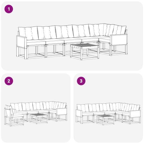 Комплект дивани за открито 7 pcs Натурален и Крема