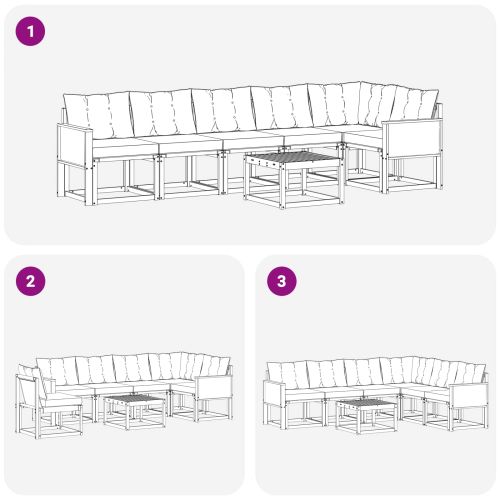 Комплект дивани за открито 7 pcs Натурален и Крема
