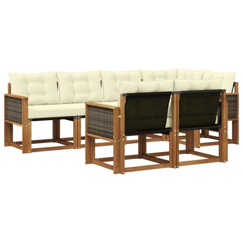 Комплект дивани за открито 7 pcs Натурален и Крема