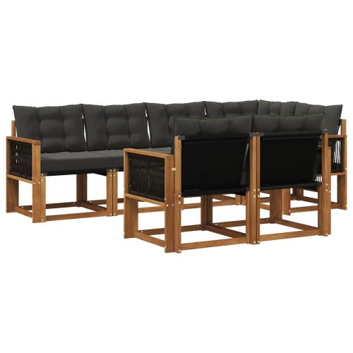 Комплект дивани за открито 7 pcs Естествено и черно