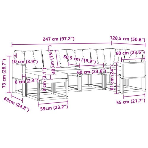 Комплект дивани за открито 6 pcs Натурален и Бежов