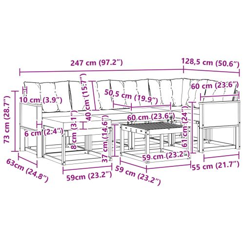 Комплект дивани за открито 7 pcs Естествено и черно