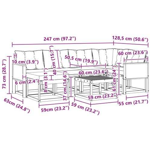 Комплект дивани за открито 7 pcs Естествено и черно