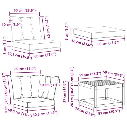Комплект дивани за открито 7 pcs Натурален и Бежов