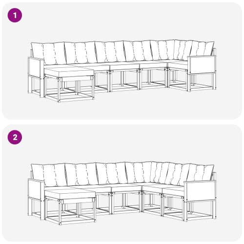 Комплект дивани за открито 7 pcs Естествено и черно